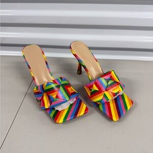 Colorful Striped Women's Heels